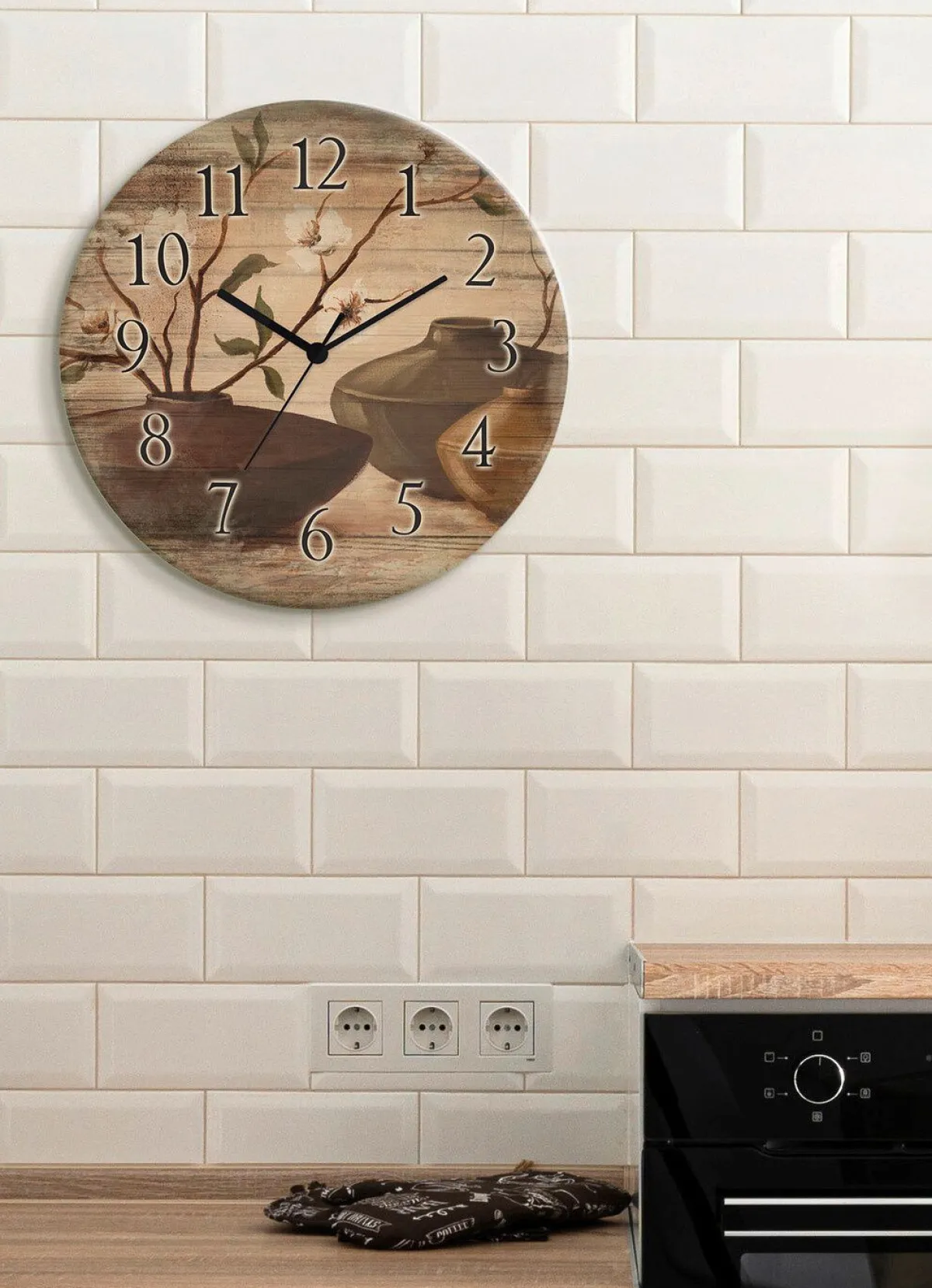 New BADER Wanduhr im Vintage-Look BRAUN-NATUR