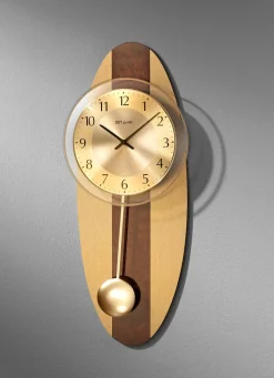New BADER Wanduhr mit Funkuhrwerk GOLD-BRAUN