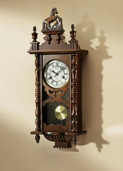 Best BADER Wanduhr mit Pferd WALNUSS