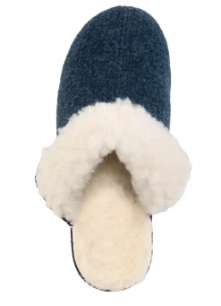 New BADER Warme Damen-Hausschuhe, Weite H, mit Wolle BLAU
