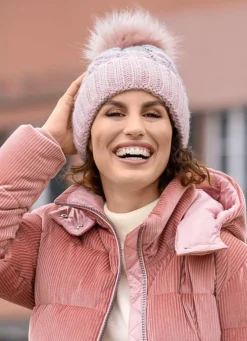 Discount BADER Warme Damen-Mütze, mit Umschlag ROSÉ