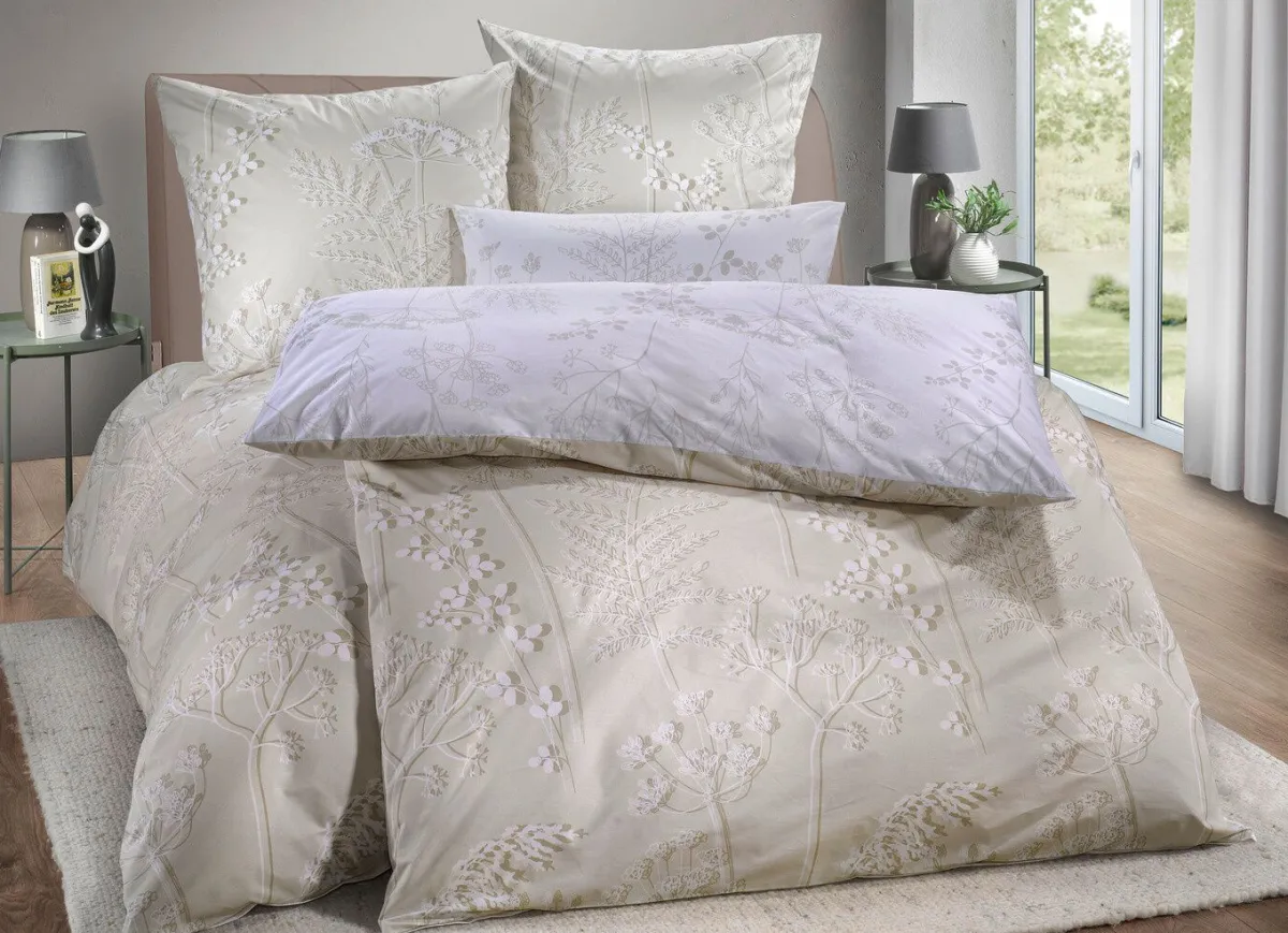 Best FLORELLA Wendebettwäsche-Garnitur aus 100% Baumwolle BEIGE