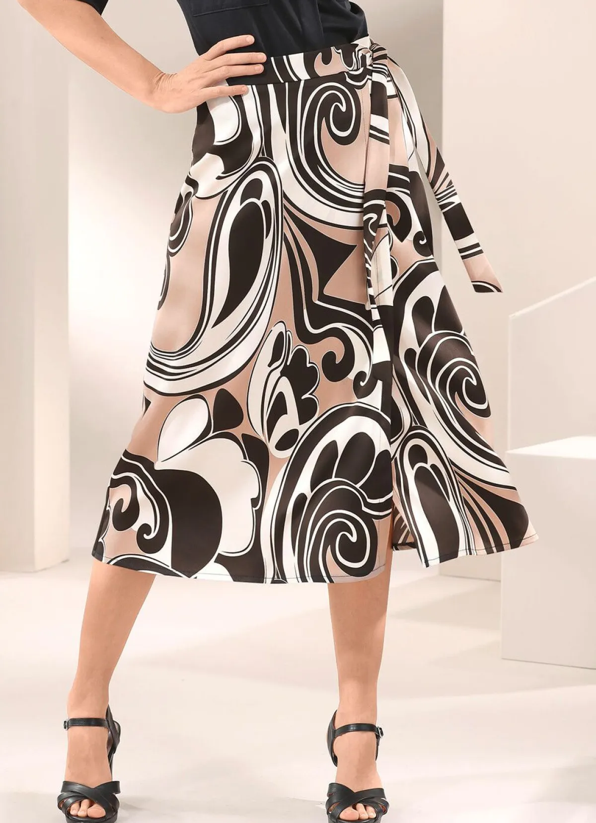 Online Tizia Wickelrock ECRU-CAMEL-SCHWARZ