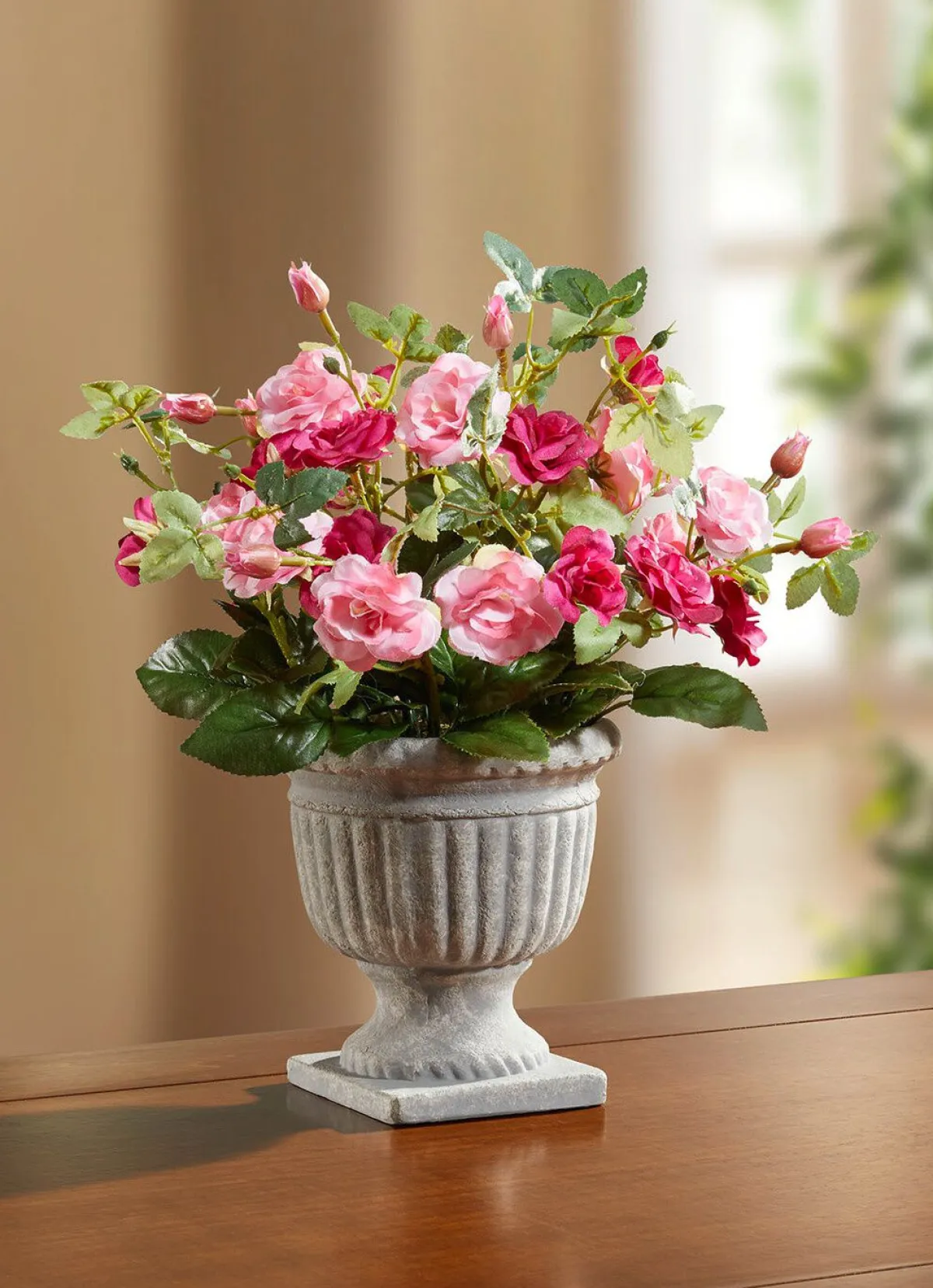 Outlet BADER Wildrosen-Gesteck im Pokal ROSA-PINK-GRÜN