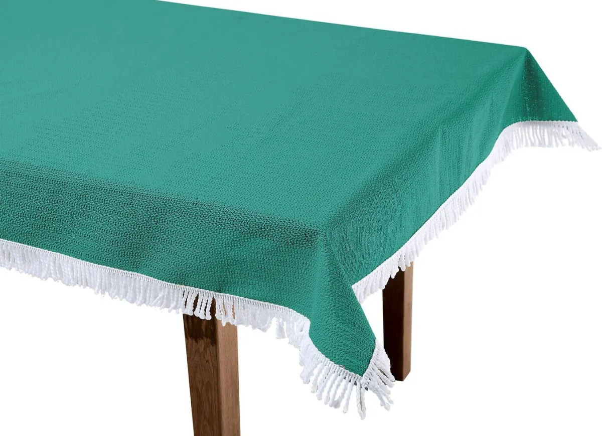 BADER Wind- und wetterfeste Gartentischdecke mit Fransenabschluss TANNE