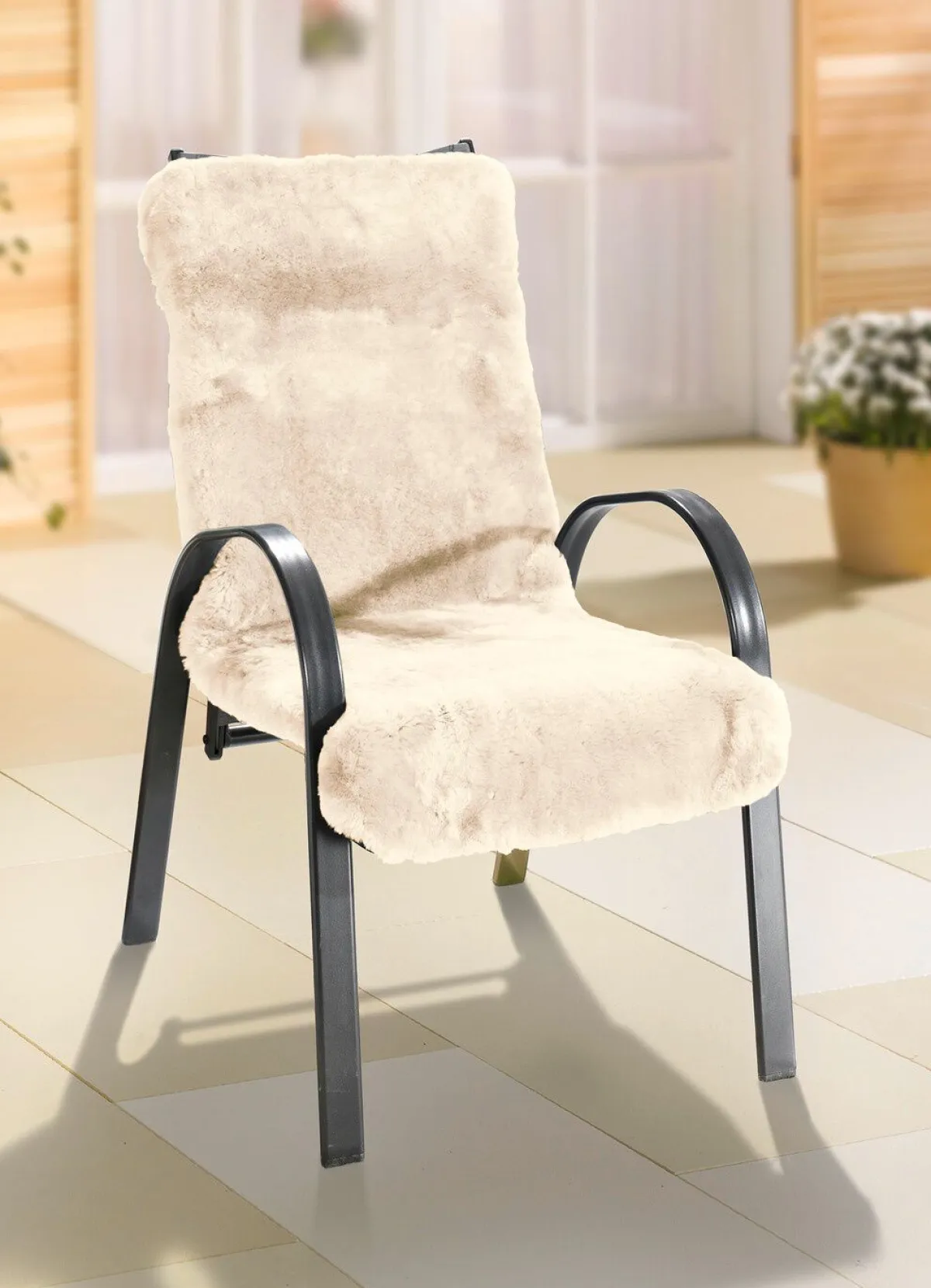 New BADER Wohlig weiche Lammfell-Sesselschoner BEIGE