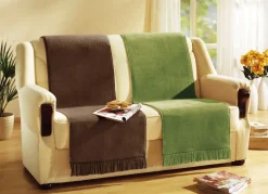 New BADER Wohndecke und Sesselschoner mit Fransenabschluss GRÜN