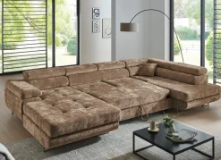 Discount BADER Wohnlandschaft mit Bettfunktion und Bettkasten BRAUN