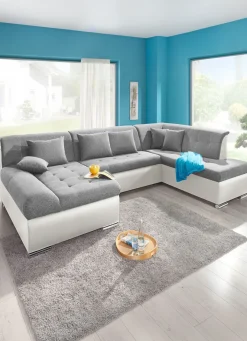 Clearance BADER Wohnlandschaft mit Bettfunktion WEISS-SILBER
