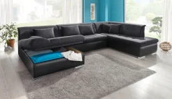 Clearance BADER Wohnlandschaft mit Bettfunktion SCHWARZ-SCHWARZ
