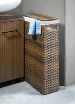 Best BADER Wäschekorb mit Polyrattan-Geflecht BRAUN