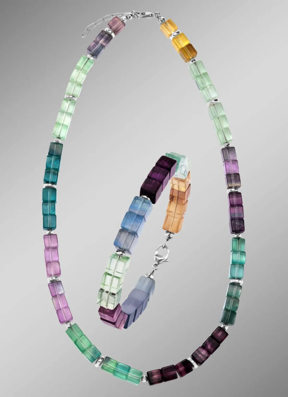 Clearance BADER Wunderschöne Garnitur mit Hämatit, beh. und Fluorit in Multicolor