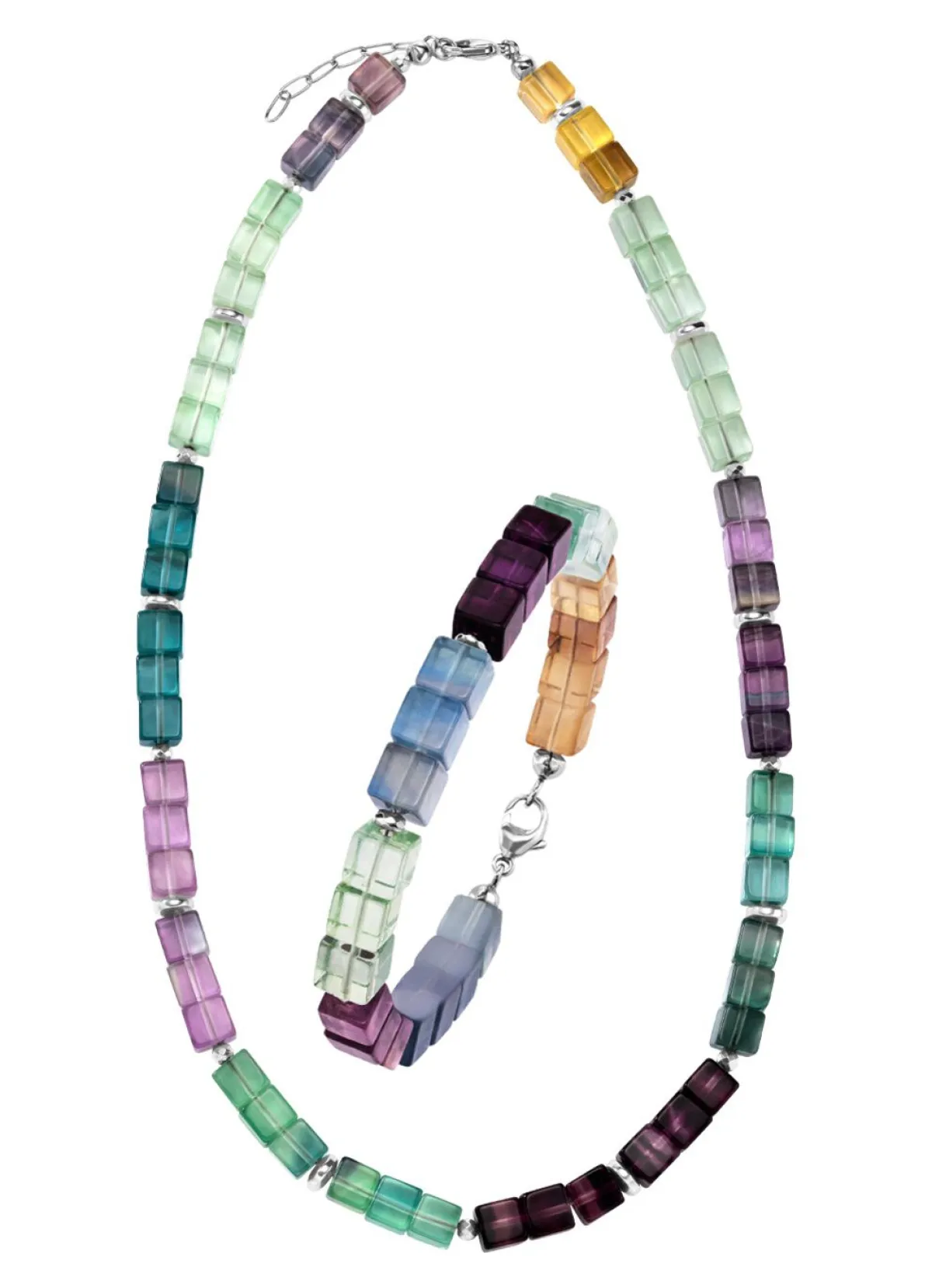 Clearance BADER Wunderschöne Garnitur mit Hämatit, beh. und Fluorit in Multicolor