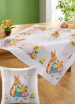 BADER Zauberhafte Tischdecke mit niedlichen Ostermotiven BUNT