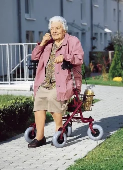 Best BADER Zusammenklappbarer Rollator mit Feststellbremse ROT
