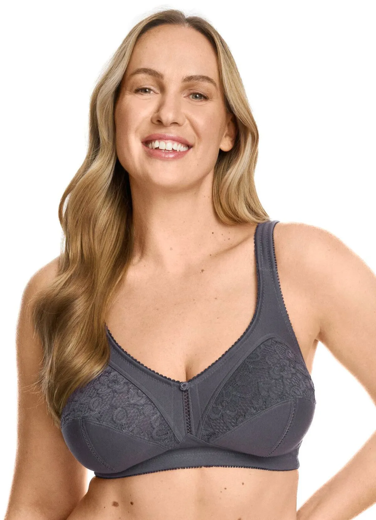 Outlet BADER Zweierpack BH mit Spitzeneinsätzen 1X GRAFIT, 1X PUDER