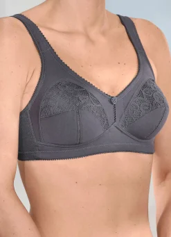 Outlet BADER Zweierpack BH mit Spitzeneinsätzen 1X GRAFIT, 1X PUDER