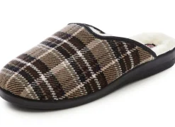 Outlet BADER Zweierpack, gefütterte Herren-Hausschuhe, mit Wolle 1XBRAUN,1XBLAU