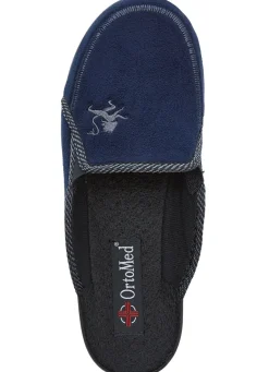 Clearance BADER Zweierpack, klassische Herren-Hausschuhe, Weite H, mit Gummizug BLAU+SCHWARZ