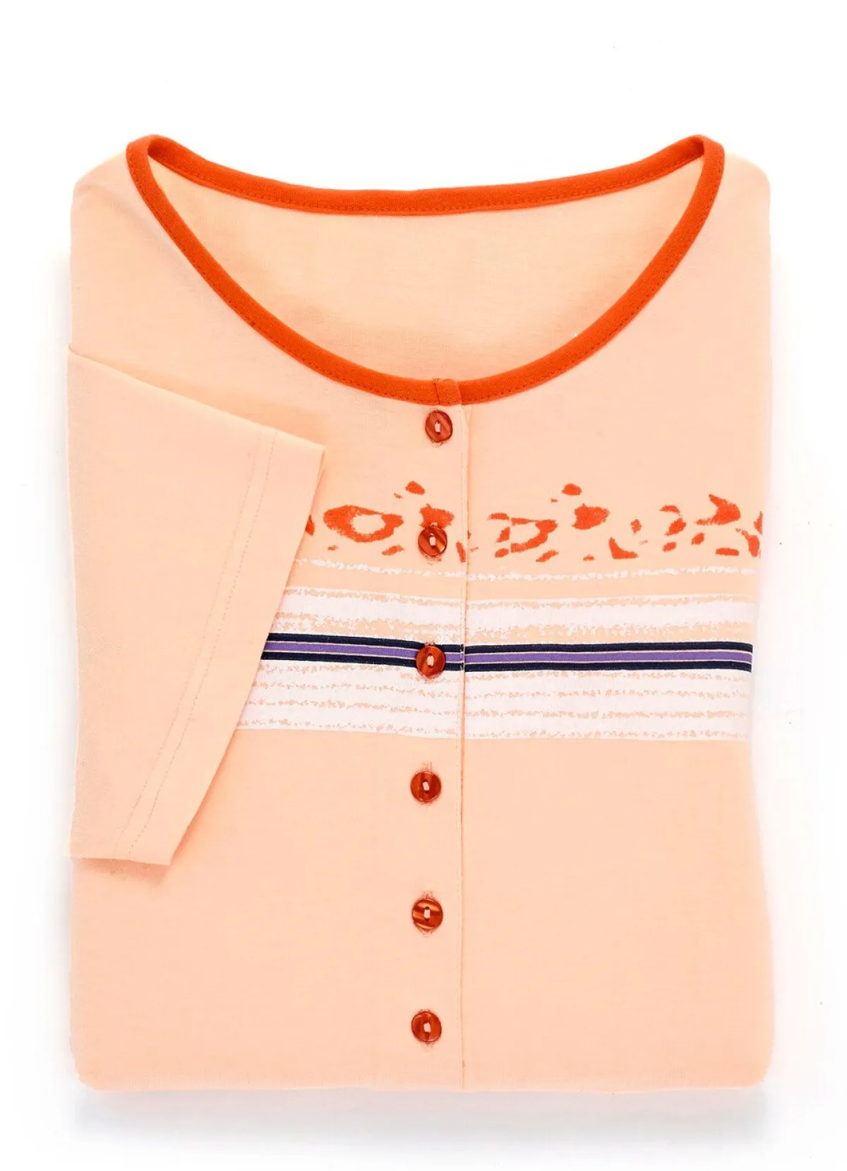 Outlet BADER Zweierpack Nachthemden mit platziertem Druck vorne 1X BLEU, 1X APRICOT