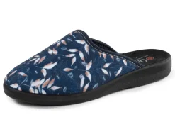 Outlet BADER Zweierpack Pantoffeln aus samtig, weichem, bedrucktem Textilmaterial 1X BLAU, 1X BORDEAUX