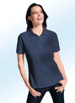 New BADER Zweierpack Poloshirt mit kurzer Knopfleiste WEISS+MARINE