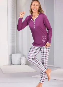 Online BADER Zweierpack Schlafanzüge, lange Hose mit Dehnbund 1X PETROL-WEISS KARIERT, 1X AUBERGINE-WEISS KARIER