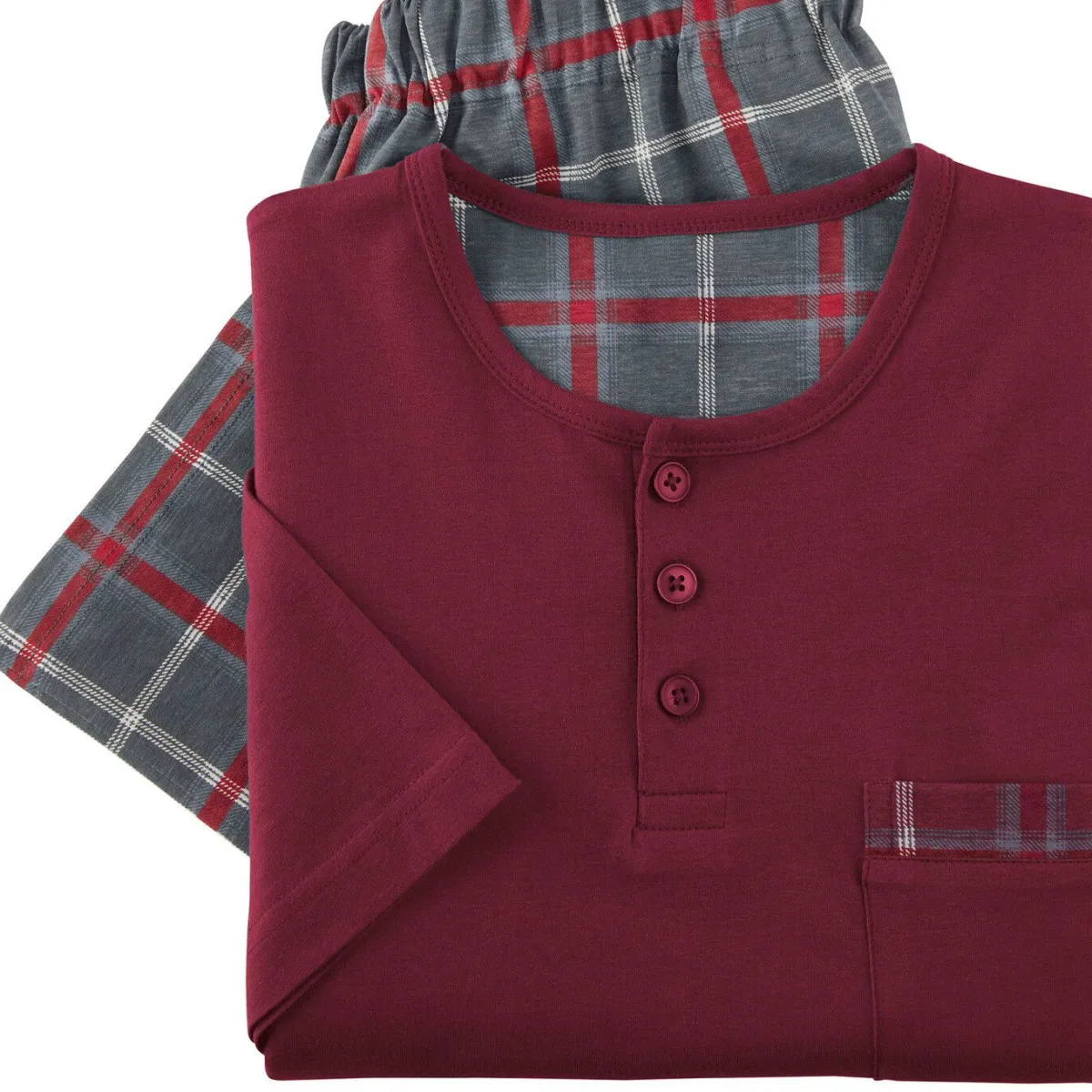 Online BADER Zweierpack Schlafanzüge mit Knopfleiste 1X GRAFIT-BUNT, 1X BORDEAUX-BUNT
