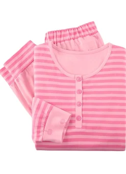 BADER Zweierpack Schlafanzüge mit garngefärbtem Ringeldessin 1X ROSÉ-ROSA, 1X FLIEDER-VIOLA