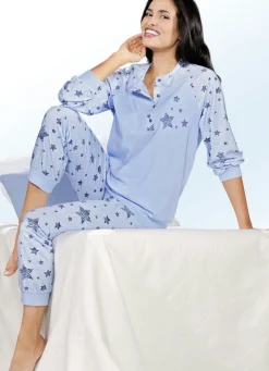 BADER Zweierpack Schlafanzüge mit Bündchen und Sternchendessin BLAU/ROSA