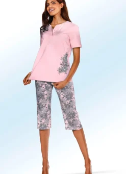 Online BADER Zweierpack Schlafanzüge mit platziertem Druck und wadenlanger Hose HELLBLAU/ROSA