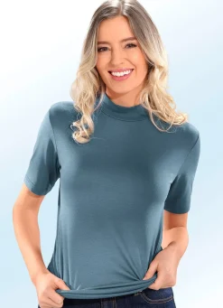 Hot BADER Zweierpack Shirts mit Stehkragen und kurzen Ärmeln 1X RAUCHBLAU, 1X TAUPE