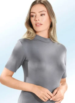 BADER Zweierpack Shirts mit Stehkragen und kurzen Ärmeln 1X NOUGAT, 1X GRAFIT
