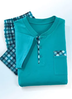 Hot BADER Zweierpack Shortys mit Knopfleiste und Brusttasche 1X ANTHRAZIT-GRÜN, 1X PAZIFIK-TÜRKIS