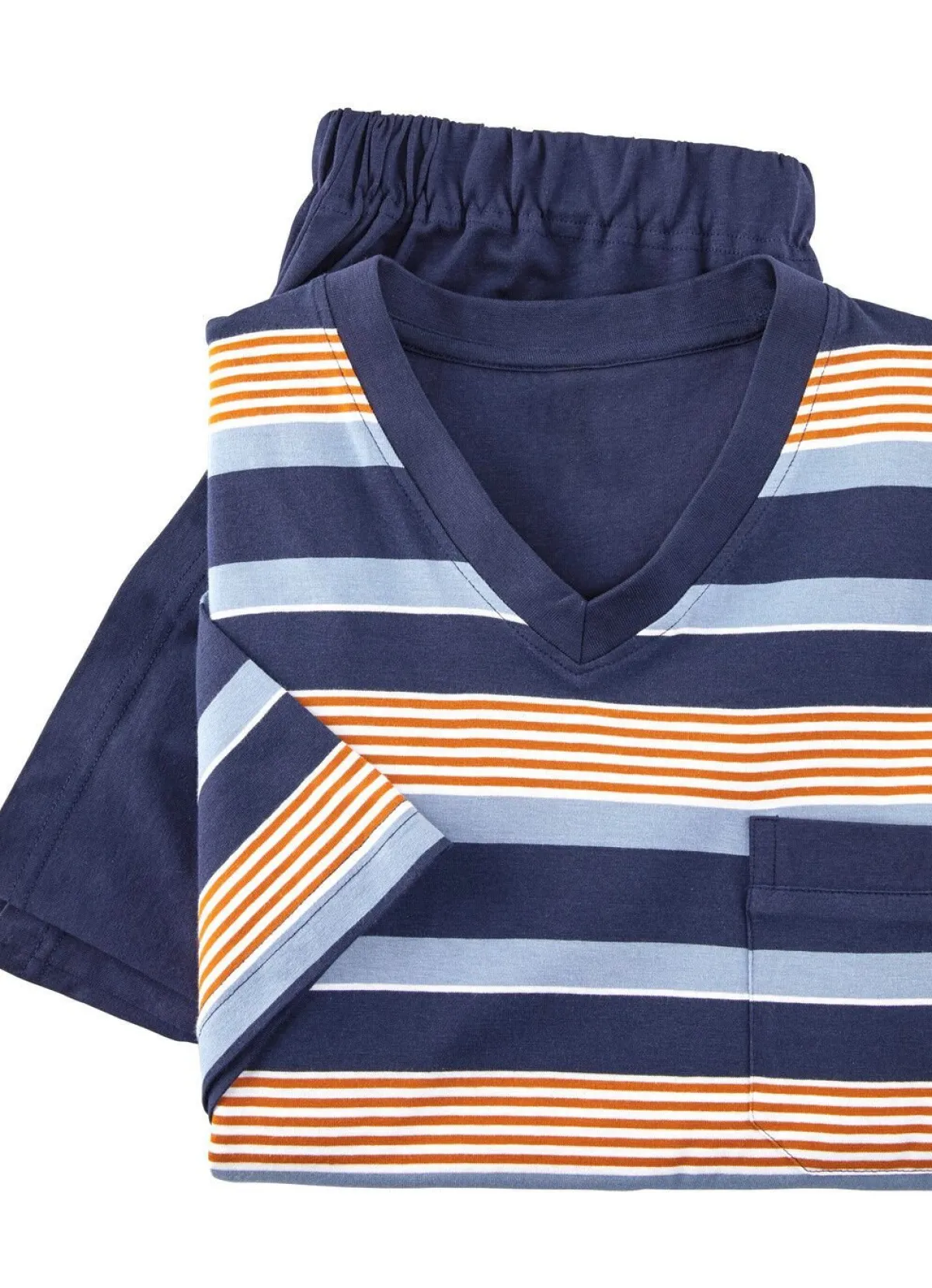 Sale BADER Zweierpack Shortys mit V-Ausschnitt 1X GRAFIT-GRÜN-BUNT, 1X MARINE-COGNAC-BUNT