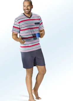 Sale BADER Zweierpack Shortys mit V-Ausschnitt und Brusttasche 1X MARINE-BUNT, 1X GRAU-BUNT