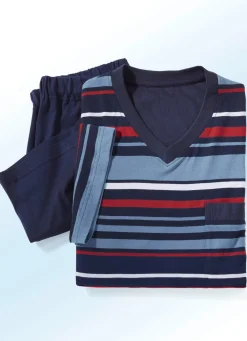 Best BADER Zweierpack Shortys mit V-Ausschnitt und garngefärbtem Ringeldessin 1X GRUEN-BLAU, 1X ROT-NAVY