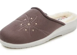 Sale BADER Zweierpack, warme Damen-Hausschuhe, Weite H, mit Wolle TAUPE+MARINE