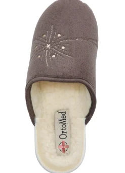 Sale BADER Zweierpack, warme Damen-Hausschuhe, Weite H, mit Wolle TAUPE+MARINE